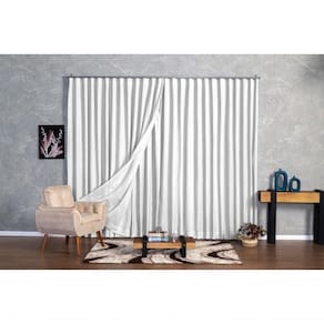 Cortina Microfibra Com Linho 2,80x1,80 Para Trilho Suíço branco