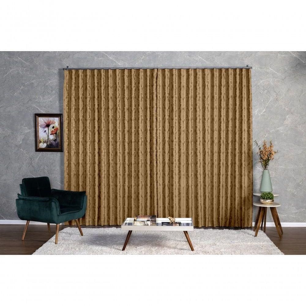 Cortina Jacquard 3,00x2,30 Para Trilho Suíço cinza