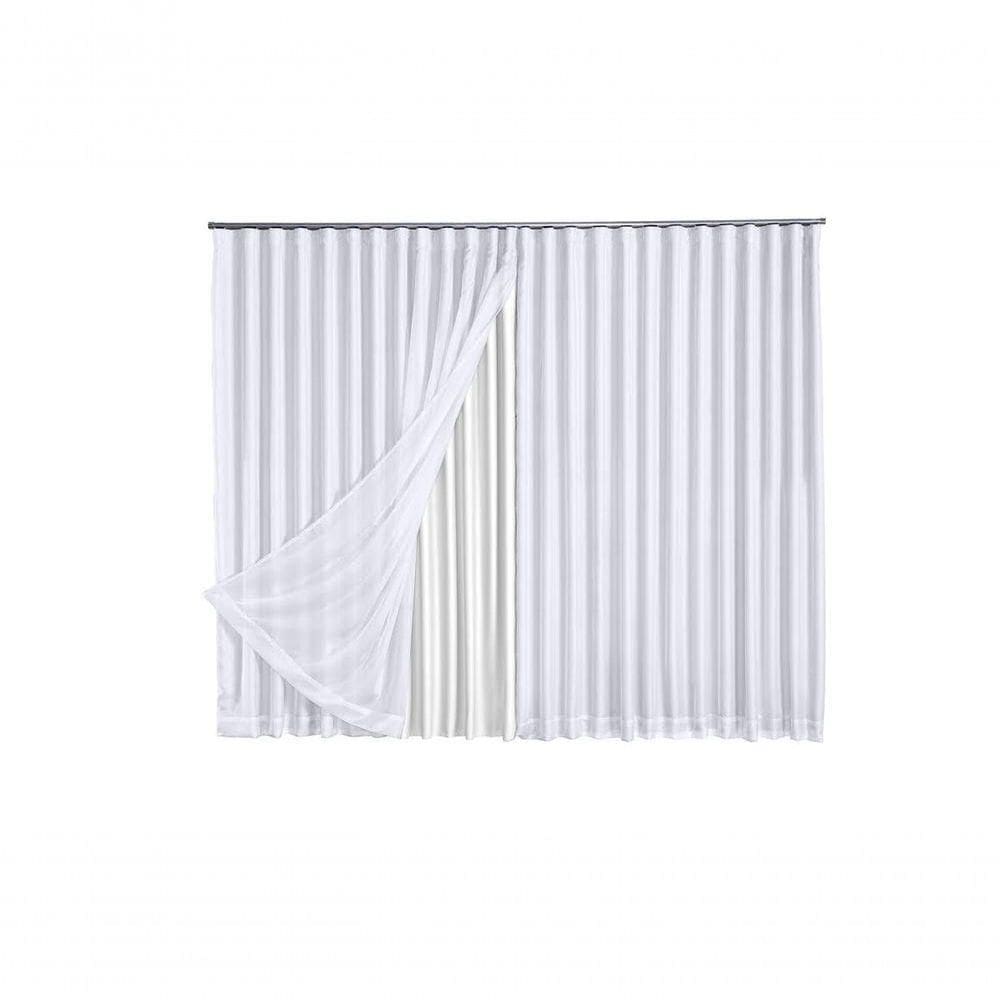 Cortina Microfibra Com Voil 4,00x2,80 Para Trilho Suíço branco