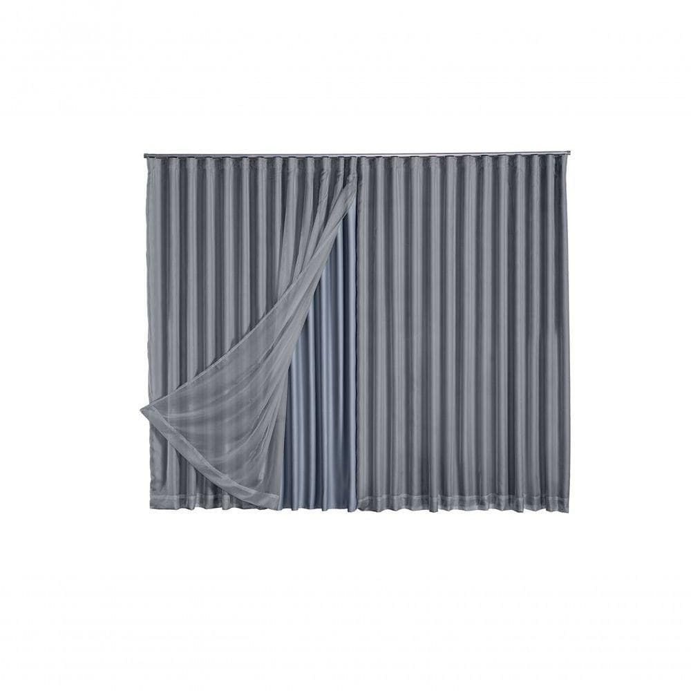 Cortina Blackout Com Voil 6,00x2,30 Para Trilho Suíço cinza