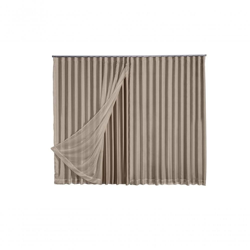 Cortina Microfibra Com Voil 2,80x1,80 Para Trilho Duplo