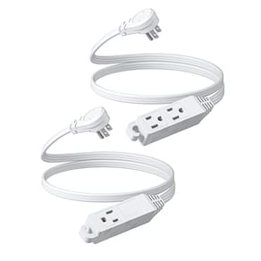 Cabo de extensão DEWENWILS de 3 saídas, 3 pés, 16/3 AWG, branco, pacote com 2