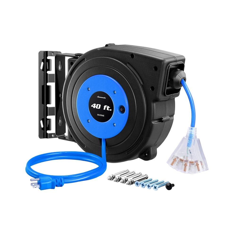 Carretel de cabo de extensão retrátil DEWENWILS 40FT 12AWG/3C SJTOW