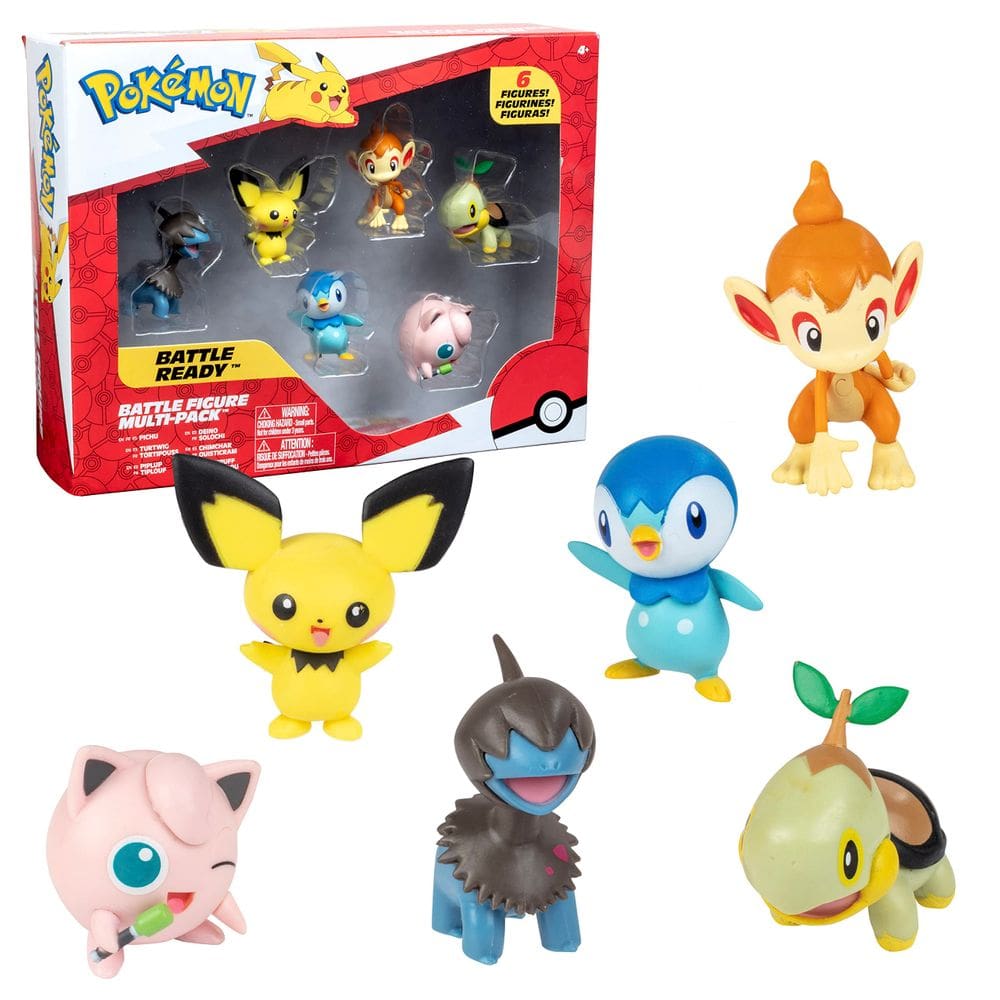 Conjunto de brinquedos Pokémon Battle Figure de 6 peças com Pichu, Yamper e muito mais