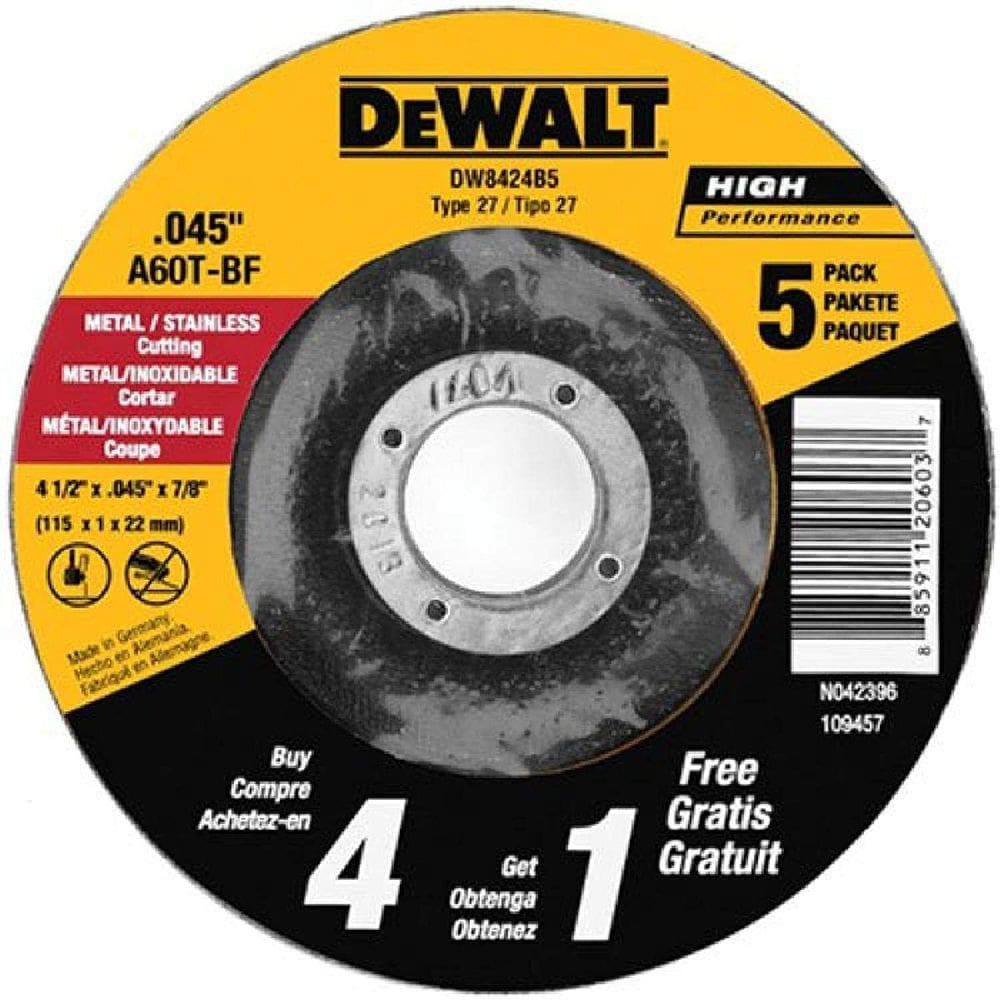 Roda de corte DeWalt DW8424B5 de 4,5 cm para metal (pacote com 5)