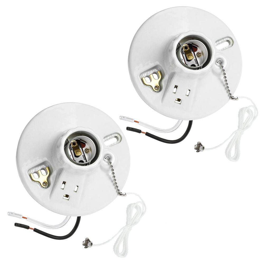 Corrente de tração de porcelana Light Socket DEWENWILS com tomada, pacote com 2 unidades