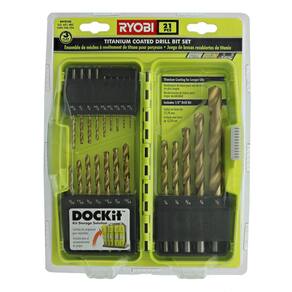 Conjunto de brocas Ryobi A972101 Titanium 21 peças com estojo