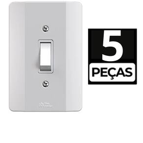Kit 5 Conjunto 1 Tecla Simples 10A Branco Mec-Tronic