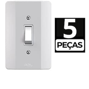 Kit 5 Conjunto 1 Tecla Simples 10A Branco Mec-Tronic