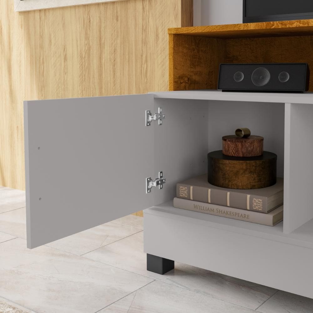 Rack TV Taipu 55 Pol 1 Porta Off White Naturalle Bechara