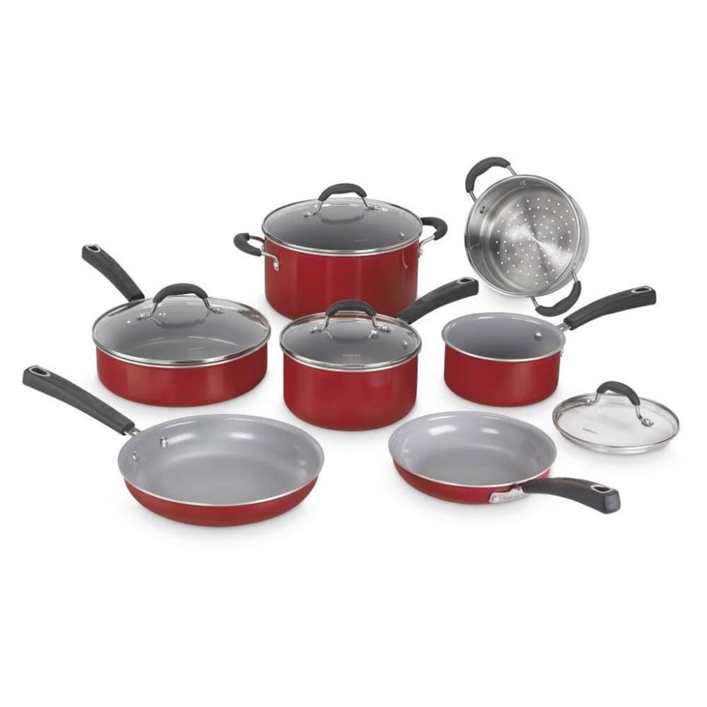 Conjunto De Panelas Cuisinart Antiaderente Ceramica Xt Vermelho 11 Peças 54C-11R