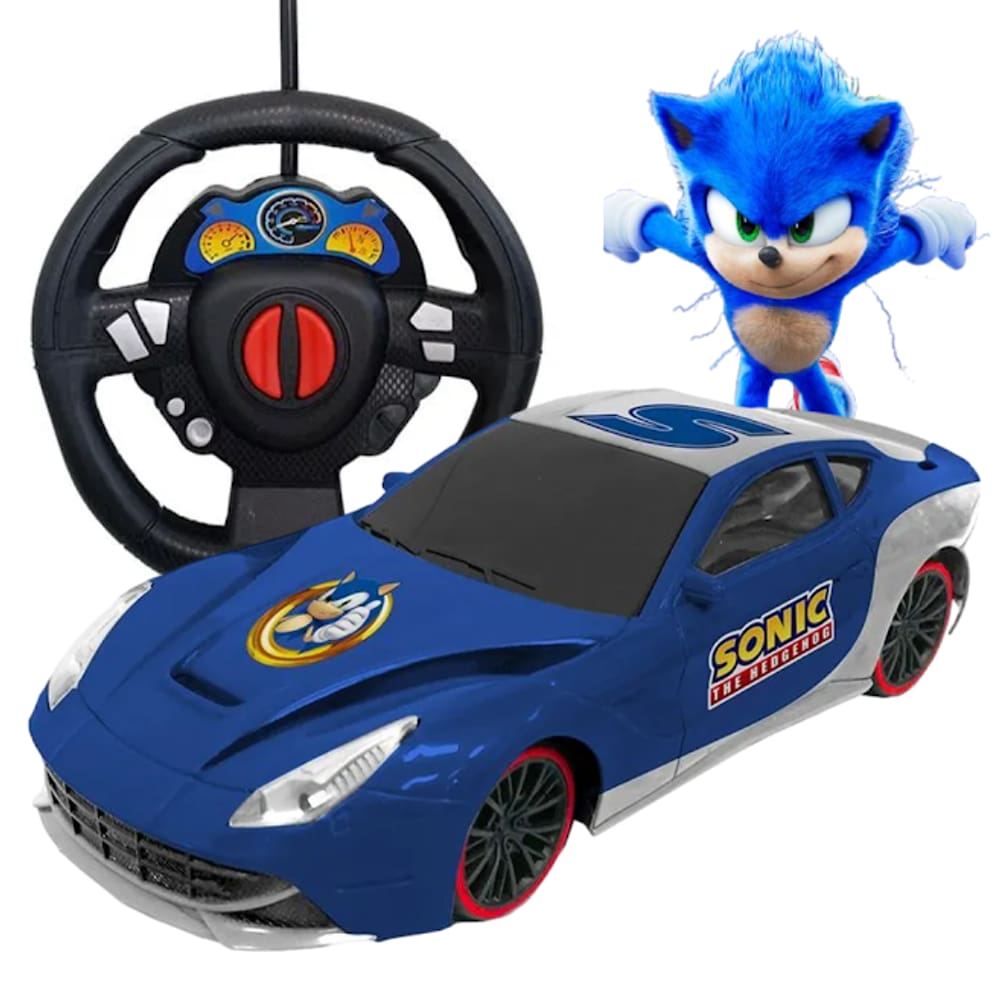 Carrinho Sonic Autoracing Controle Remoto Formato Volante 3 Funções
