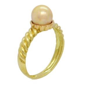 Anel Ouro 18k Pérola Natural 7,1mm Solitário Casamento Noiva
