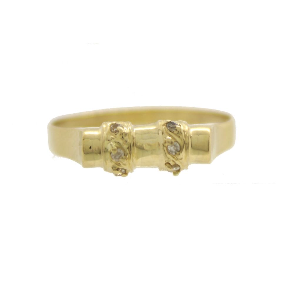 Casamento Noivado Anel Ouro 18k 6 Diamantes Meia Aliança