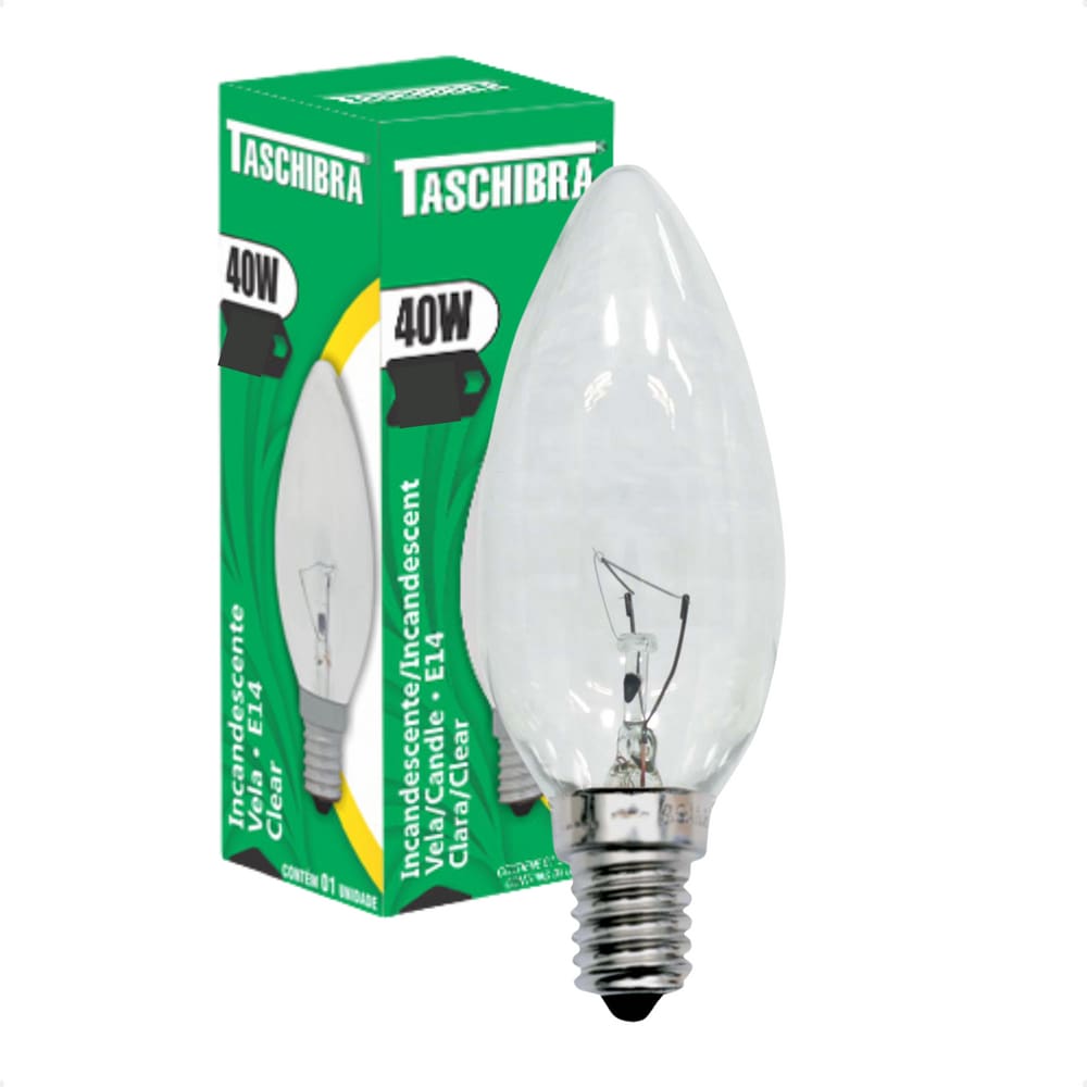 Kit 3 Lâmpadas Incandescente Taschibra Vela 40W E14 Clara 110V