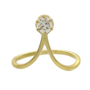 Anel V Ponto Diamante Brilhante Extra 35pt Ouro 18k J24961