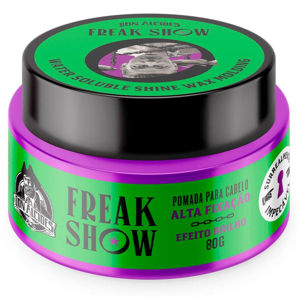 Pomada Water Soluble Freak Show Efeito Brilho Molhado Alta Fixação 80g Don Alcides