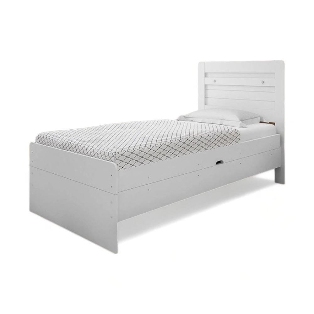 Cama Baú Framar Móveis Larissa Solteiro Cor Branco