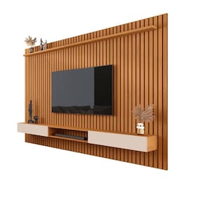 Painel Ripado Grande TV Até 75" 1.8 Nature Off White Valerius Shop JM