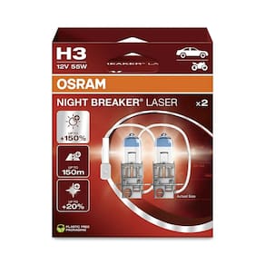 Par Lâmpada Osram H3 Night Breaker Laser 150% 3200k 12v 55w