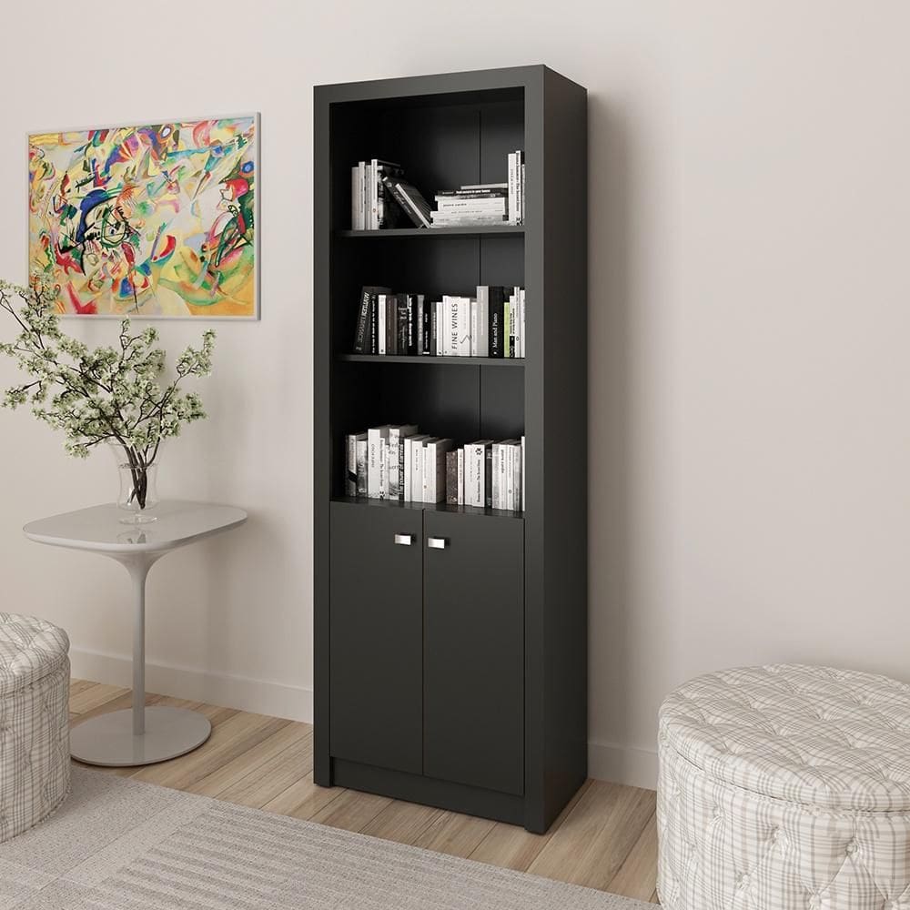 Armário Alto para Escritório 02 Portas ME4110 Preto Tecnomobili
