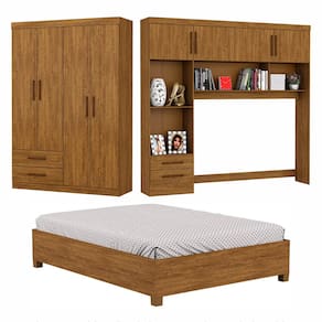 Guarda-Roupa Casal Modulado 4 Portas Hercules 4 Portas 4 Gavetas com Cama Carioca Moveis