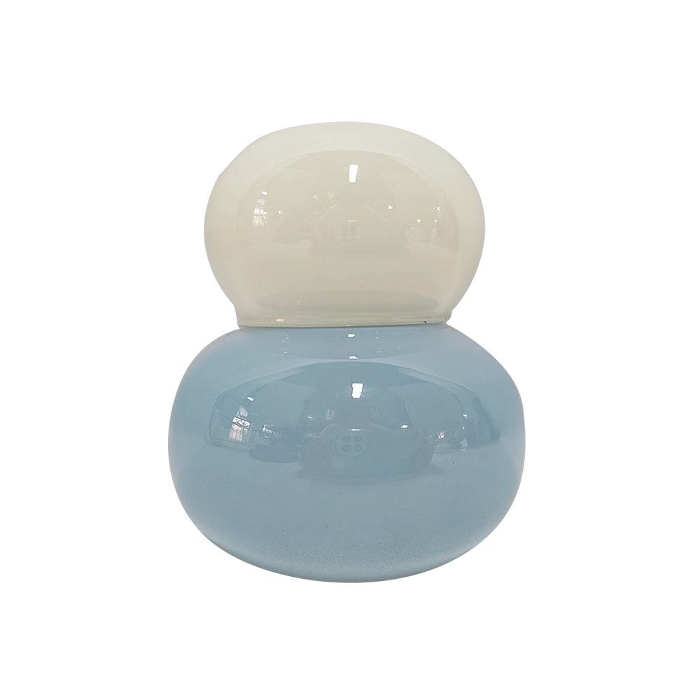 Garrafa Decorativa de Vidro Branco e Azul 10cm BX0012 BTC