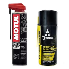 Kit Limpa Corrente Motul C1 Chain Clean 0,4L + Lubrificante Tirreno Chain Lube 200Ml