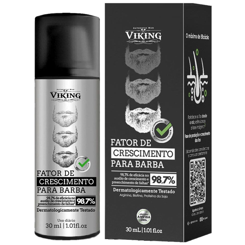 Fator de Crescimento para Barba 98,7% Eficácia Comprovada 30mL Viking
