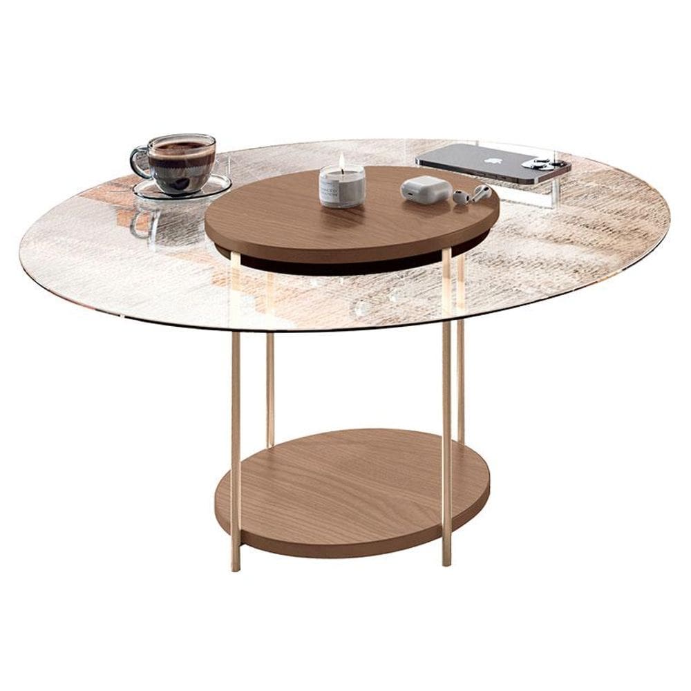 Mesa de Centro Sky com Tampo de Vidro Castanho – HB Móveis