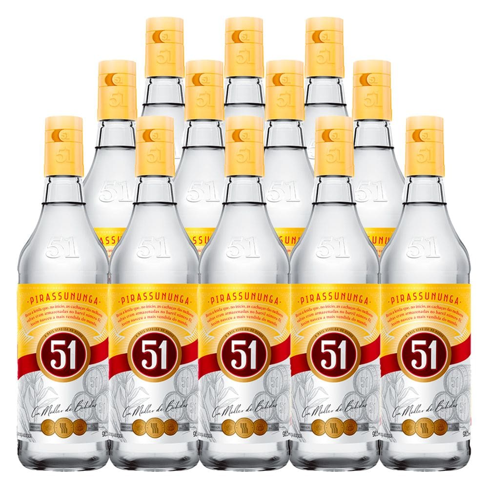 Cachaça Aguardente 51 Garrafa 965ml 12 Unidades