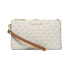 Pulseira Michael Kors Jet Set com zíper duplo em tela de baunilha
