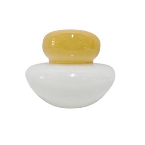 Garrafa Decorativa de Vidro Amarelo e Branco 9cm BX0013 BTC