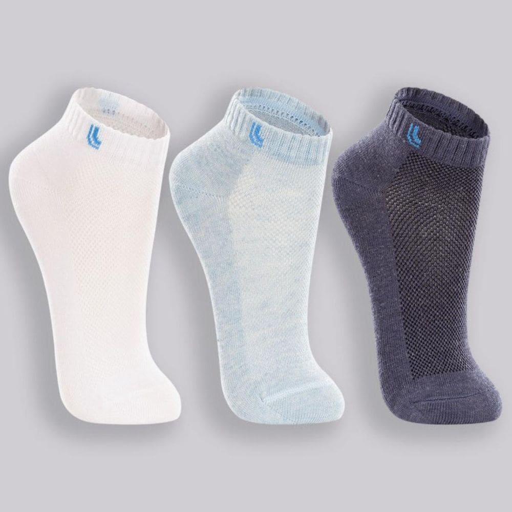 Kit Meia Infantil Lupo Básico Cano Baixo 3 Pares - Marinho e Branco