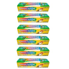 Kit 06 Caixas Tinta Guache Acrilex Tempera Guache 12 Potes 15ml Cada