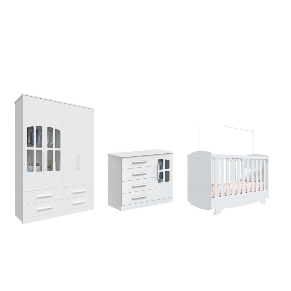 Quarto Completo Bebê Moveis Peroba Charlo Elo Cris MDF