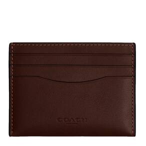 Estojo para cartões Coach masculino plano em couro de seixo polido