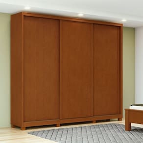 Guarda-roupa 3 Portas 4 Gavetas 100% Mdf com Pés Forma Marrom/Bege