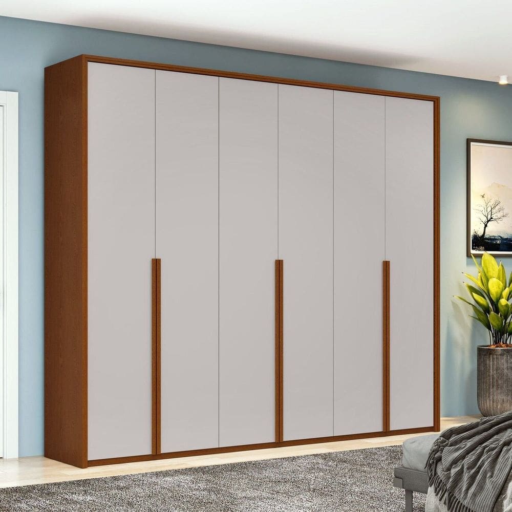 Guarda-roupa 6 Portas 4 Gavetas 100% Mdf Style Frassino/Off White