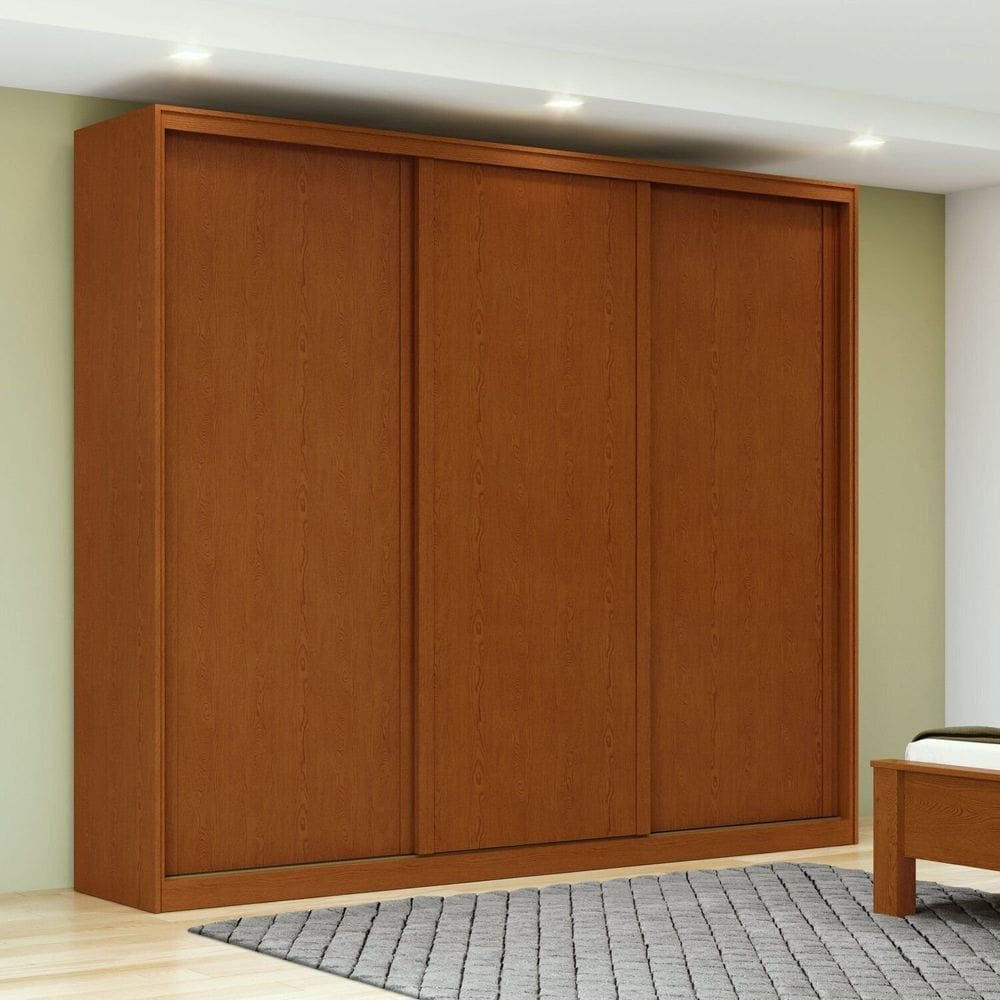 Guarda-roupa 3 Portas 4 Gavetas 100% Mdf Forma Marrom/Bege