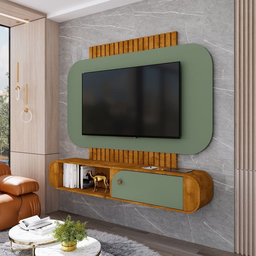 Painel para Tv até 55 Polegadas Jurerê Marrom/Verde