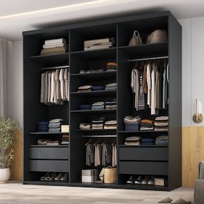 Closet Casal 100% Mdf 208cm 4 Gavetas Moutier Preto