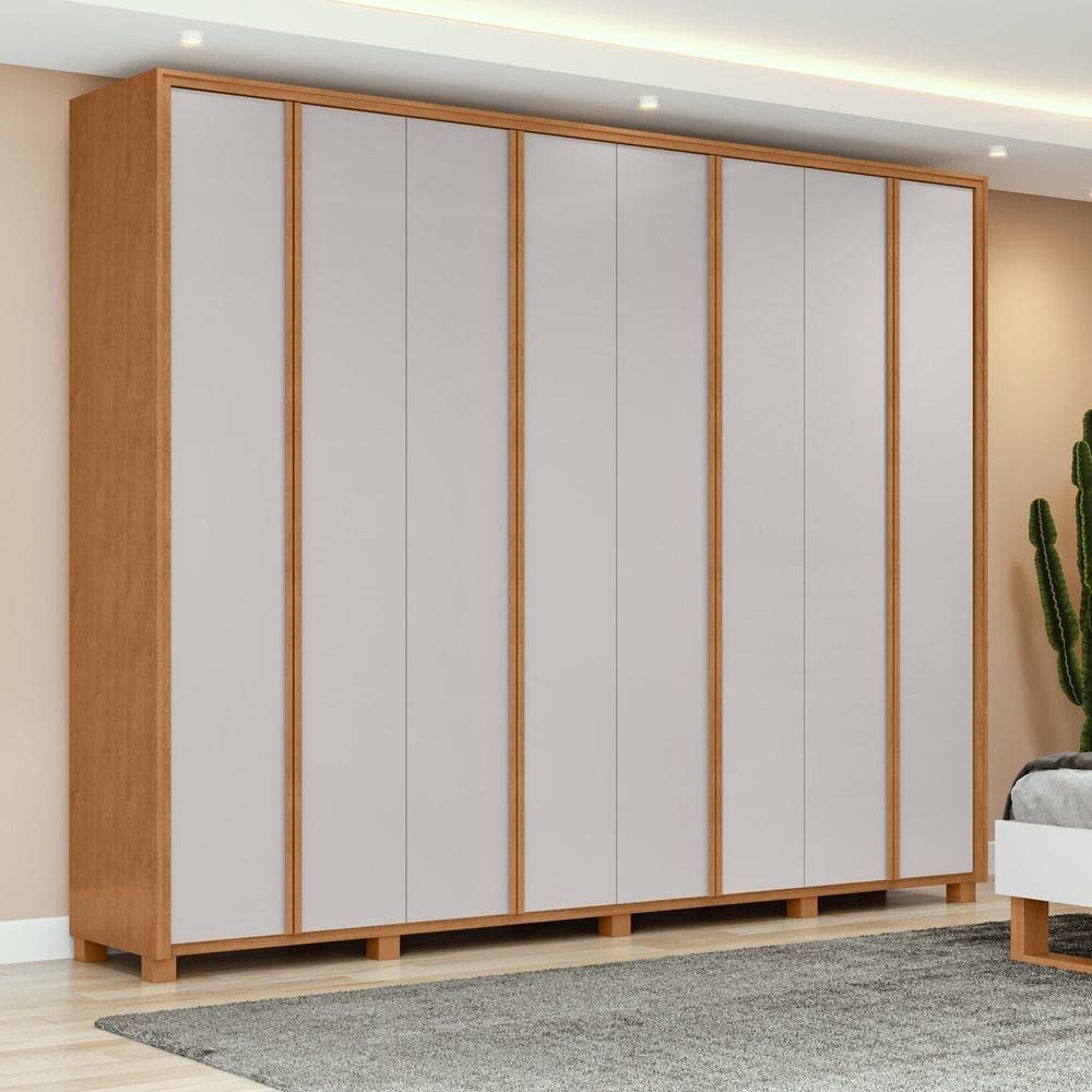 Guarda-roupa 8 Portas 6 Gavetas 100% Mdf com Pés Ergon Marrom/Bege