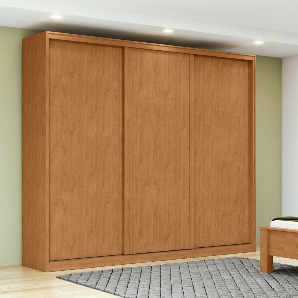 Guarda-roupa 3 Portas 4 Gavetas 100% Mdf Forma Marrom