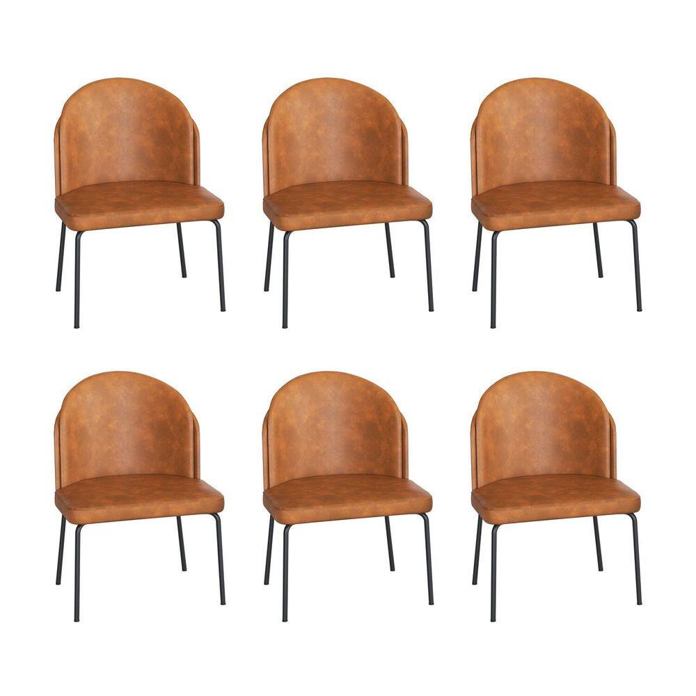 Conjunto 6 Cadeiras Oslo Tecido Ref E562 Preto/ Caramelo