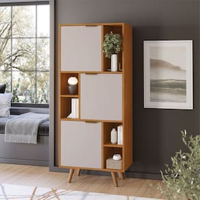 Livreiro Office Aliança Candian 63x158x38,5cm Cinamomo/Off White