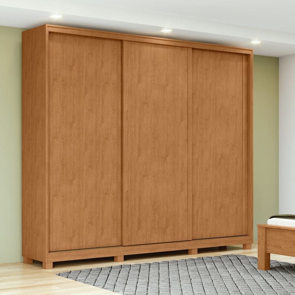 Guarda-roupa 3 Portas 4 Gavetas 100% Mdf com Pés Forma Marrom/Bege