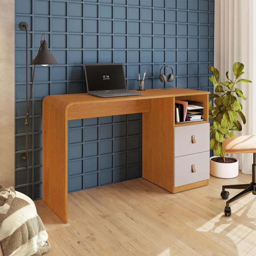 Escrivaninha Alice Candian 127x76x45cm Cinamomo/Off White