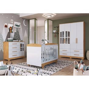 Quarto Completo Bebê Moveis Peroba Charlo Elo Cris MDF
