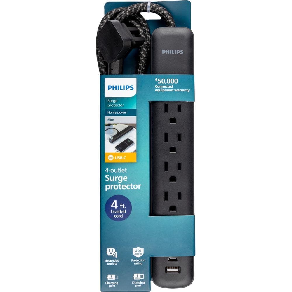 Protetor de sobretensão Philips SPP3393B/37 4 tomadas 15W 450J
